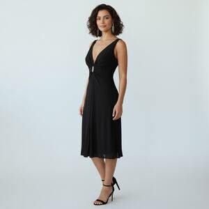 Betsy & Adam Sleeveless Black Special Occasion Dress Jersey Embellished Size 12